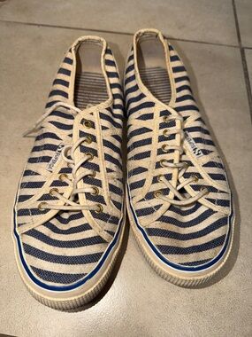 Superga Scotch & Soda Navy and Cream Striped Low-Top Sneakers